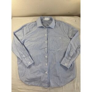 Calvin Klein Men's Blue‎ Stripe Button Down Shirt L G Casual Pocket